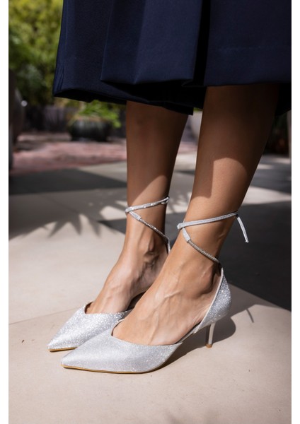 Simma Kadin Rose Simli Topuklu Abiye Ayakkabi