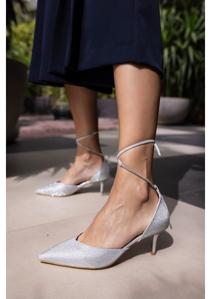 Simma Kadin Rose Simli Topuklu Abiye Ayakkabi