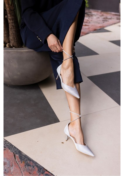 Simma Kadin Rose Simli Topuklu Abiye Ayakkabi