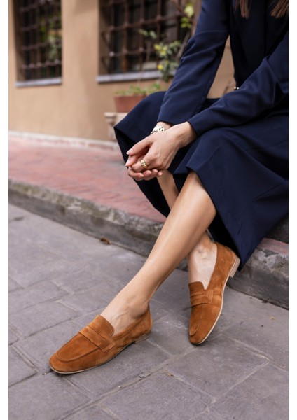 Otton Kadin Vizon Kum Suet Loafer Babet