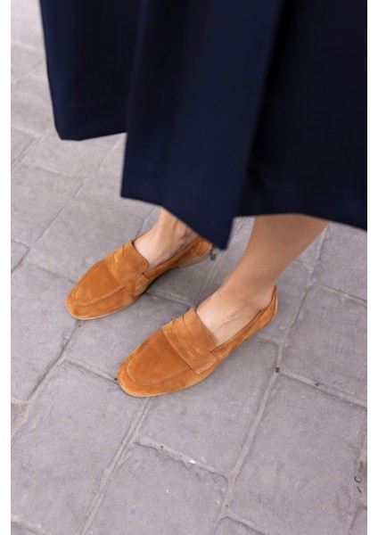 Otton Kadin Vizon Kum Suet Loafer Babet modelleri