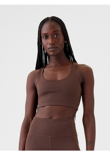 Kadın Kahverengi GapFit Power Medium Impact Spor Sütyeni