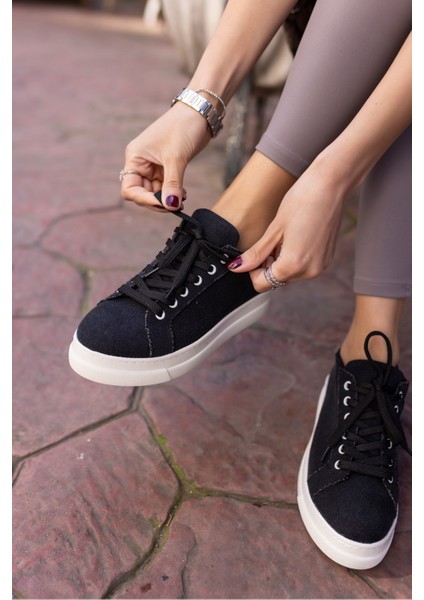 Gwen Kadın Bej Keten Lastıklı Sneaker