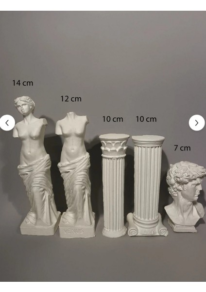 Antik Heykel Seti - Antik Büst ve Sütun Dekoratif Set – 5 Parçalı Mermer Desen Beton Dekorasyon modelleri