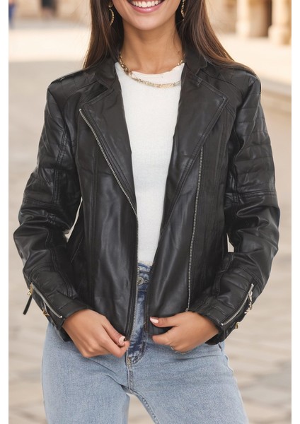 Deri Ceket Siyah modelleri