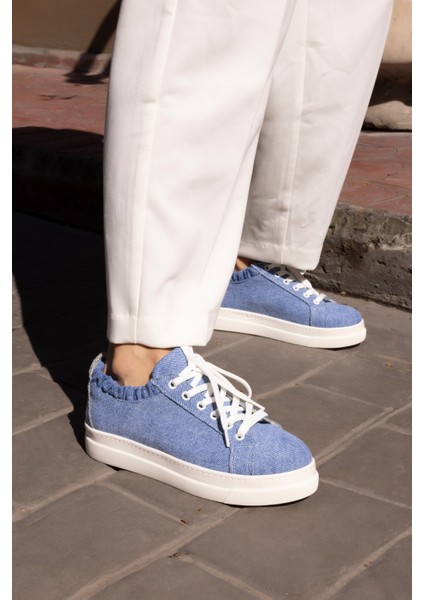 Gwen Kadın Bej Keten Lastıklı Sneaker modelleri