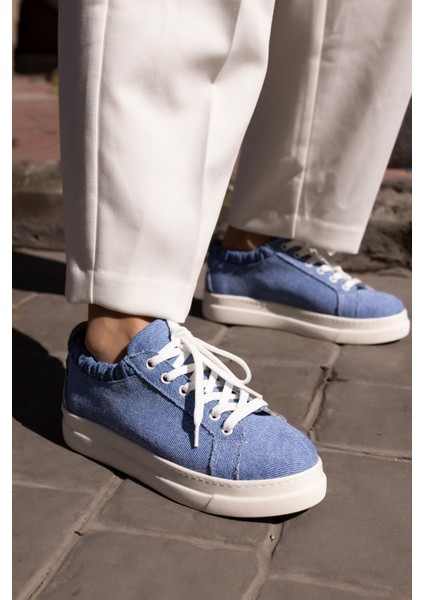 Gwen Kadın Bej Keten Lastıklı Sneaker