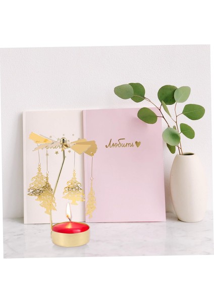 Isı Ile Dönen Metal Mumluk – Çam Ağacı Modeli, Altın Renk, Yılbaşı ve Yeni Yıl Dekoratif Mumluk modelleri