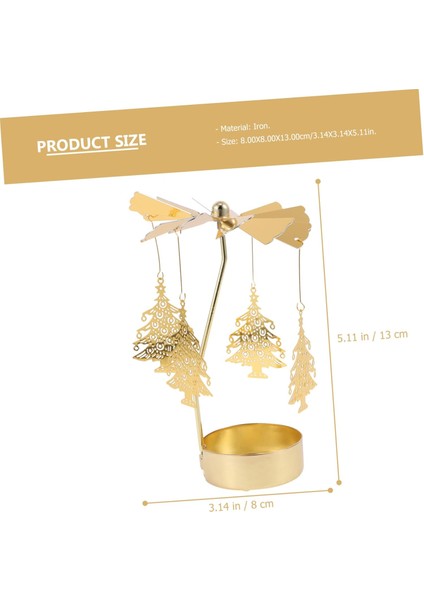 Isı Ile Dönen Metal Mumluk – Çam Ağacı Modeli, Altın Renk, Yılbaşı ve Yeni Yıl Dekoratif Mumluk