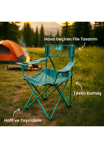 Bestchoice Fileli Kamp Sandalyesi - Mavi - 72X44X78 cm