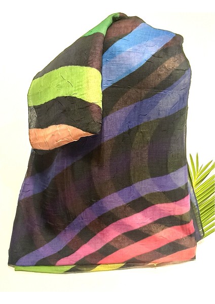 90X90 Lüks Figürlü Gösterişli Dökümlü Eşarp