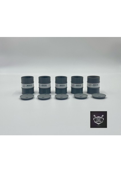 1:18 Ölçek Yağ Varili 5’li Set – Diorama Model Araba Aksesuarı – Garaj ve Servis Dekoru – Gri modelleri