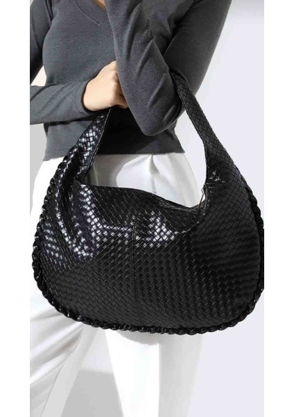 The Moiss Siyah Renk Örgü Dokulu Omuz ve Kol Çantasi fiyatları