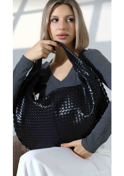The Moiss Siyah Renk Örgü Dokulu Omuz ve Kol Çantasi modelleri