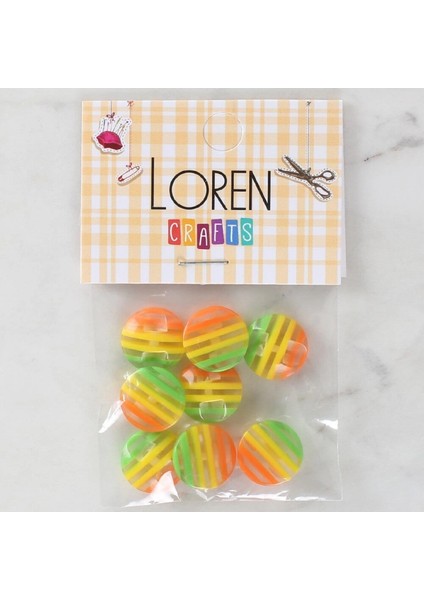 Loren Crafts 8'li Desenli Düğme - 1083