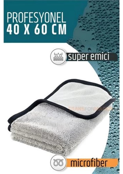 Çift Yüzeyli Profesyonel Microfiber Havlu - Süper Emici Temizlik Bezi 40 x 60 cm