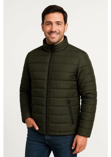 Erkek Bomber Mont Ceket – Su Itici Kumaş, Kapitone Astarlı, Fermuarlı, Kışlık - Haki fırsatları
