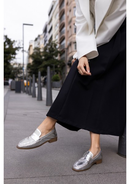 Bruge Kadin Altın Loafer Gercek Deri Ayakkabi fırsatları