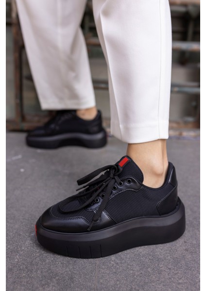 Bummer Kadin Siyah Cilt 5 cm Topuk Boyu Sneaker