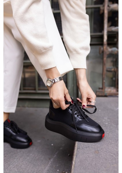 Bummer Kadin Siyah Cilt 5 cm Topuk Boyu Sneaker