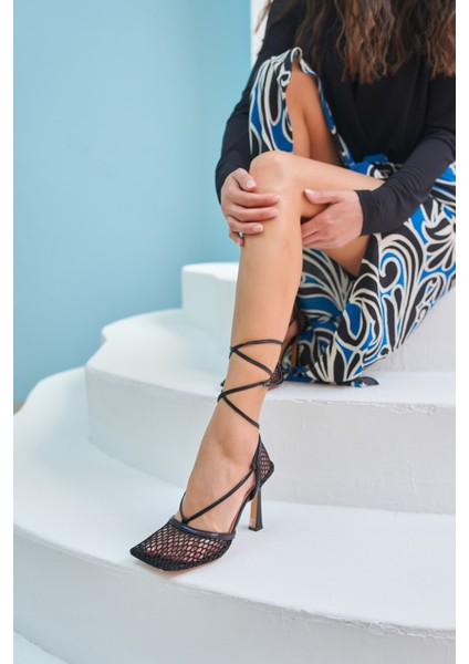 Niklas Kadin Siyah File Detay Topuklu Sandalet