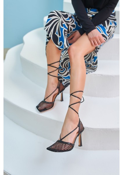 Niklas Kadin Siyah File Detay Topuklu Sandalet fiyatları