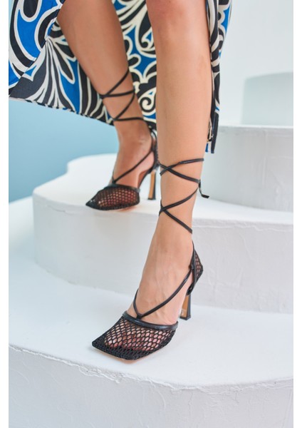 Niklas Kadin Siyah File Detay Topuklu Sandalet