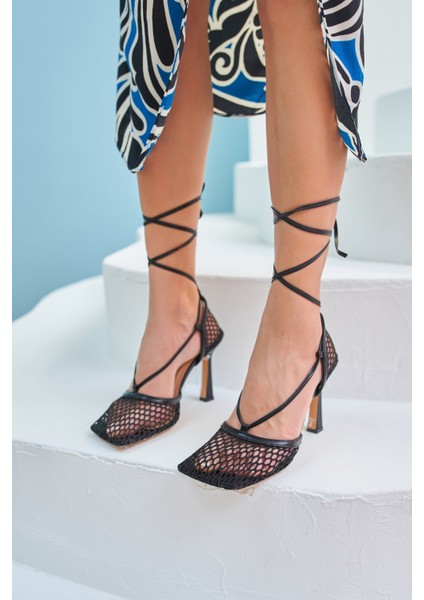 Niklas Kadin Siyah File Detay Topuklu Sandalet