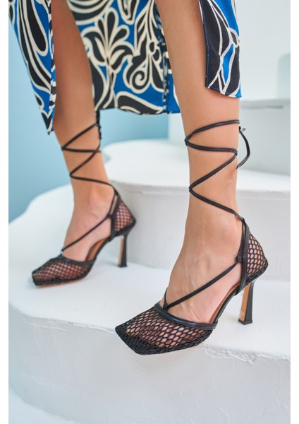 Niklas Kadin Siyah File Detay Topuklu Sandalet