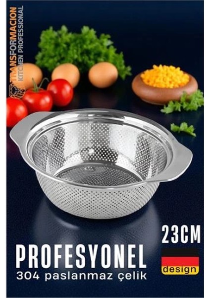 Modacar Alman Tip Kevgir - 304 Paslanmaz Çelik Profesyonel Süzgeç 23 cm