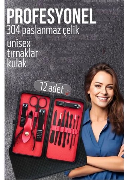 Manikür Seti Pedikür Kulak Yüz Bakım Kiti Profesyonel 304 Çelik Siyah