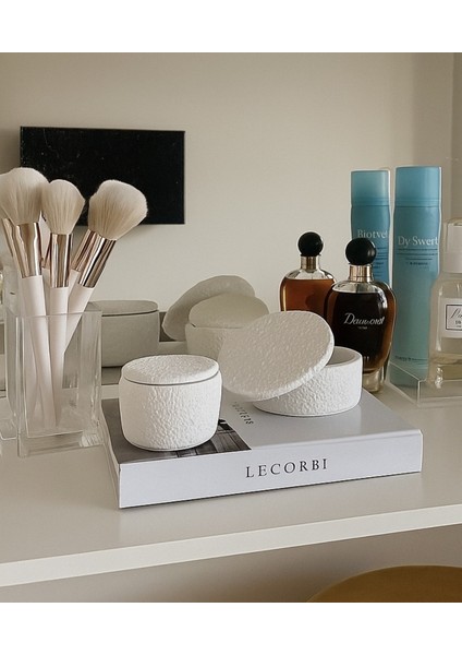 2li Takı Kutusu-Dekoratif Saklama Kutusu Dokulu Yüzey