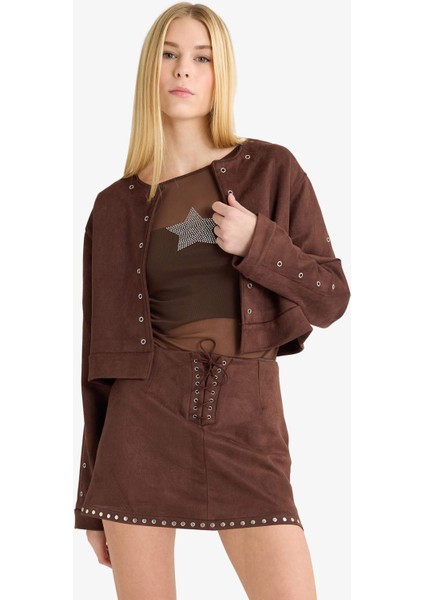 Coool A Kesim Normal Bel Penye Astar Süet Mini Etek modelleri