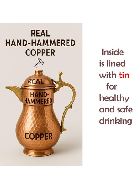 Saf Bakır Su Sürahisi Kapaklı Sürahi modelleri