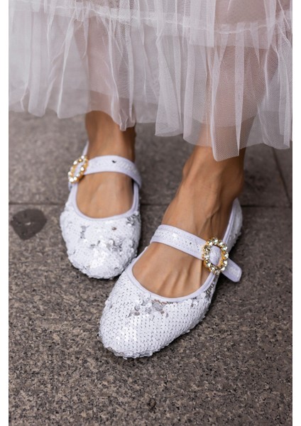 Niso Kadın Bej Altın Payetlı Atkılı Babet fırsatları