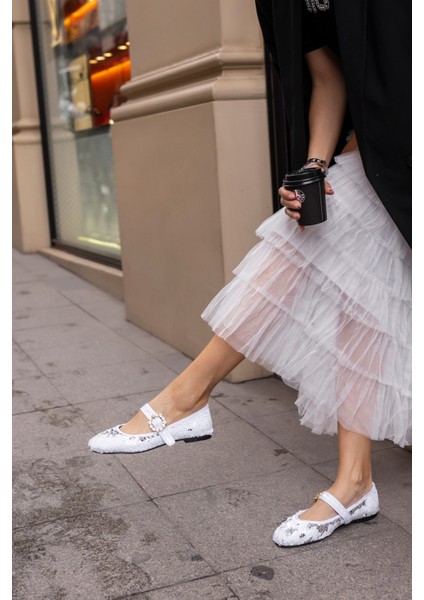 Niso Kadın Bej Altın Payetlı Atkılı Babet indirimleri