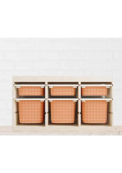 Trofast Turuncu Damalı Sticker - Çocuk Odası Oyuncak Düzenleme Etiketi - Dayanıklı Folyo