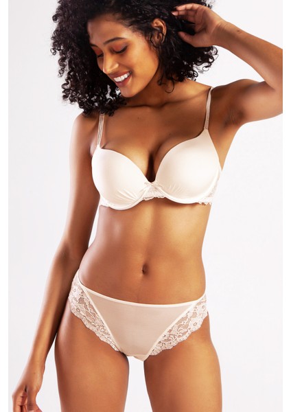 Golshan Goldy Mini Slip, Kadın Dantelli Ten Külot