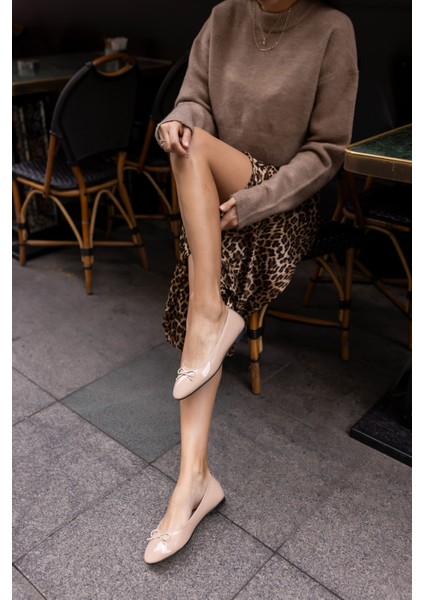 Balle Kadin Bordo Rugan Balerın Babet modelleri