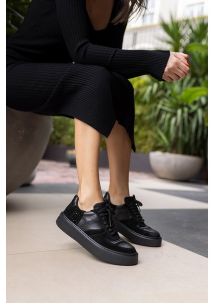 Kadın Siyah Eva Tabani Gercek Deri Sneaker fiyatları