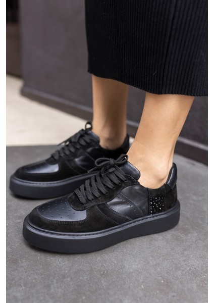 Kadın Siyah Eva Tabani Gercek Deri Sneaker indirimleri