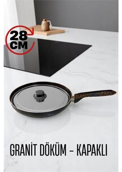 Granit Döküm Tava Paslanmaz Çelik Kapaklı -Yapışmaz Taban 28 cm fiyatları