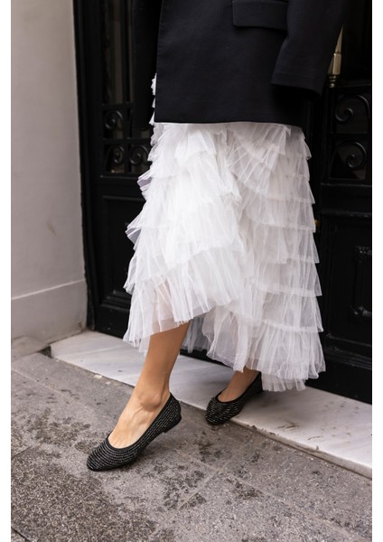 Nesta Kadın Siyah Taş Detay Balerın Tarz Babet fiyatları