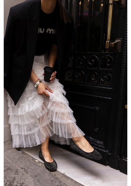 Nesta Kadın Siyah Taş Detay Balerın Tarz Babet fırsatları