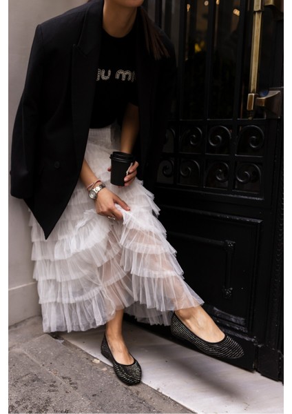 Nesta Kadın Siyah Taş Detay Balerın Tarz Babet indirimleri