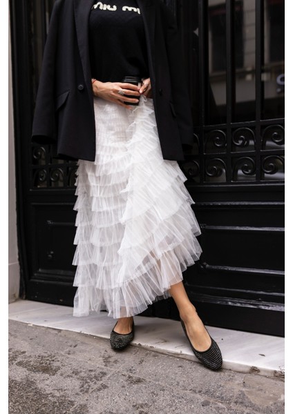 Nesta Kadın Siyah Taş Detay Balerın Tarz Babet