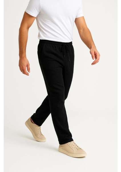 Erkek Keten Pantolon – Cepli, Beli Lastikli ve Bağcıklı, Nefes Alan Rahat Kalıp, Yazlık ve Baharlık Günlük Giyim, Şık - Konforlu Boru Paça Model - Siyah modelleri