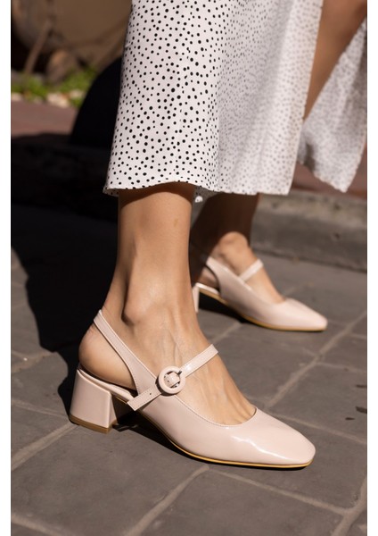 Maryo Kadın Bej Rugan Topuklu Ayakkabi