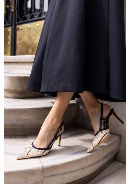 Jaylan Kadın Kahve Bej Hasır Topuklu Sandalet Ayakkabi