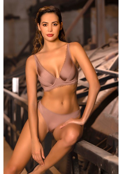 Golshan Giorgia Mini Slip,brezilyan Kadın Dantelli Vizon Külot